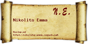 Nikolits Emma névjegykártya